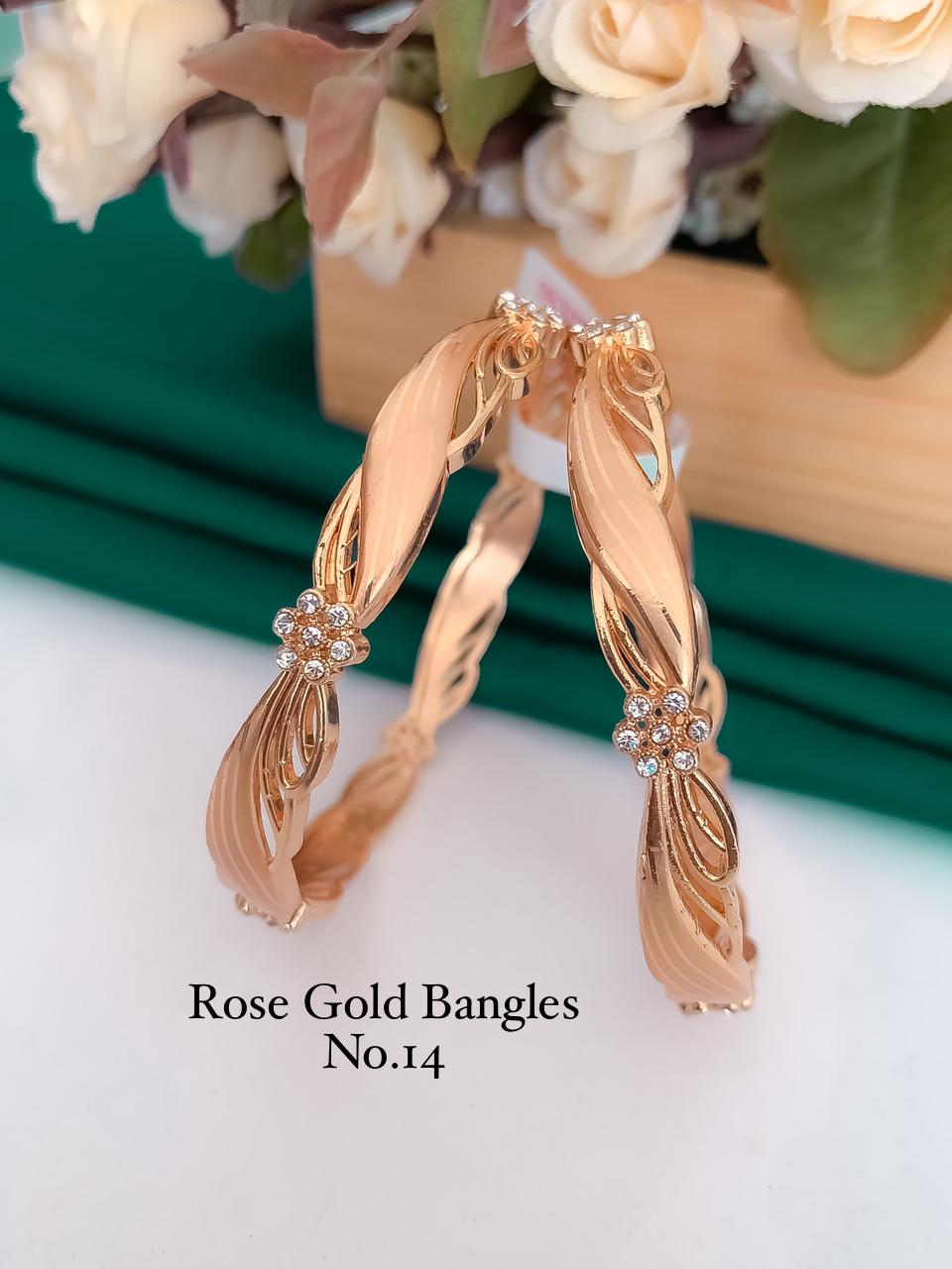 Rose Gold Fancy Designer Bangles 3 Wholesale Market In Surat
